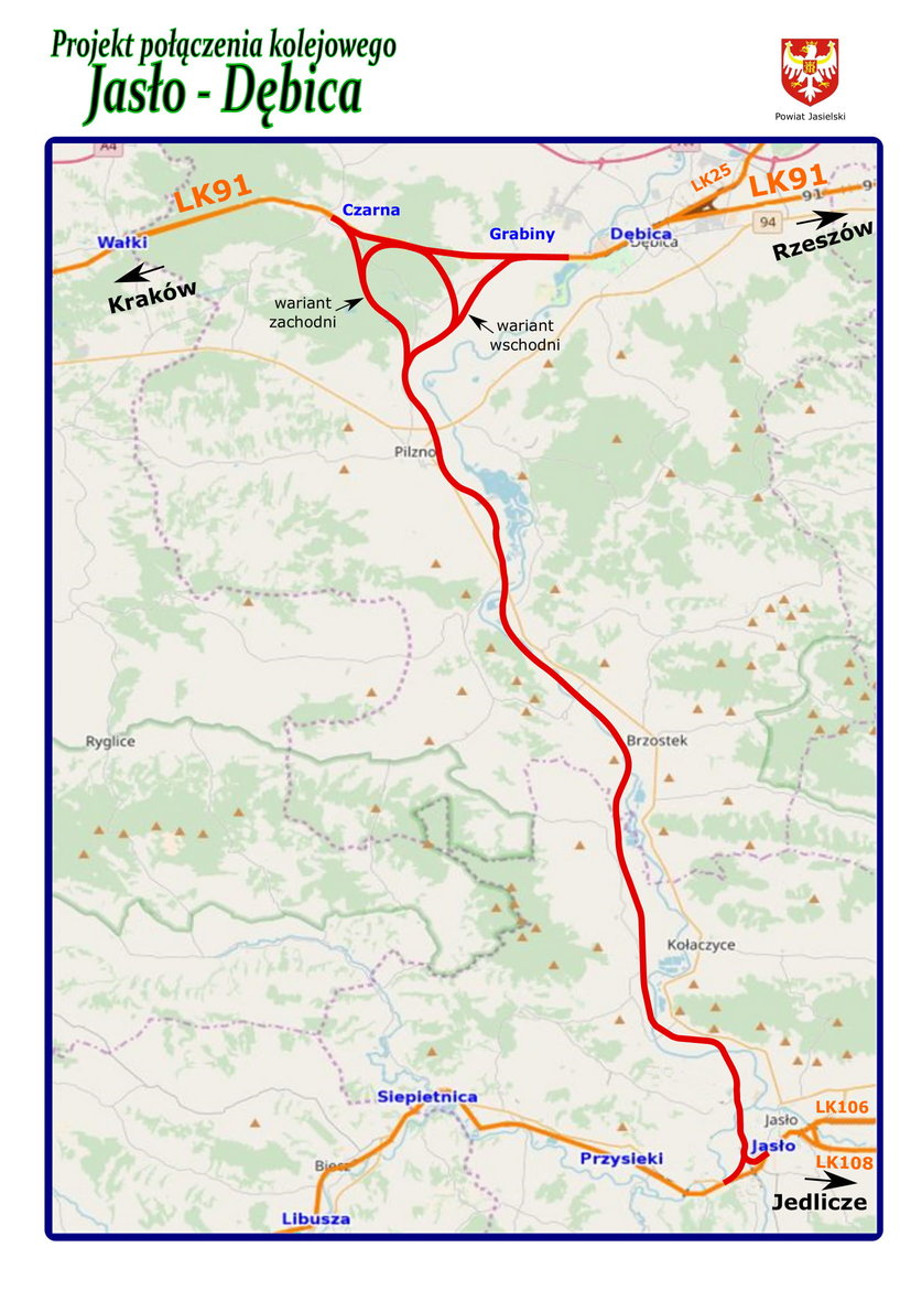 Projekt linii kolejowej nr 166 Dębica-Jasło