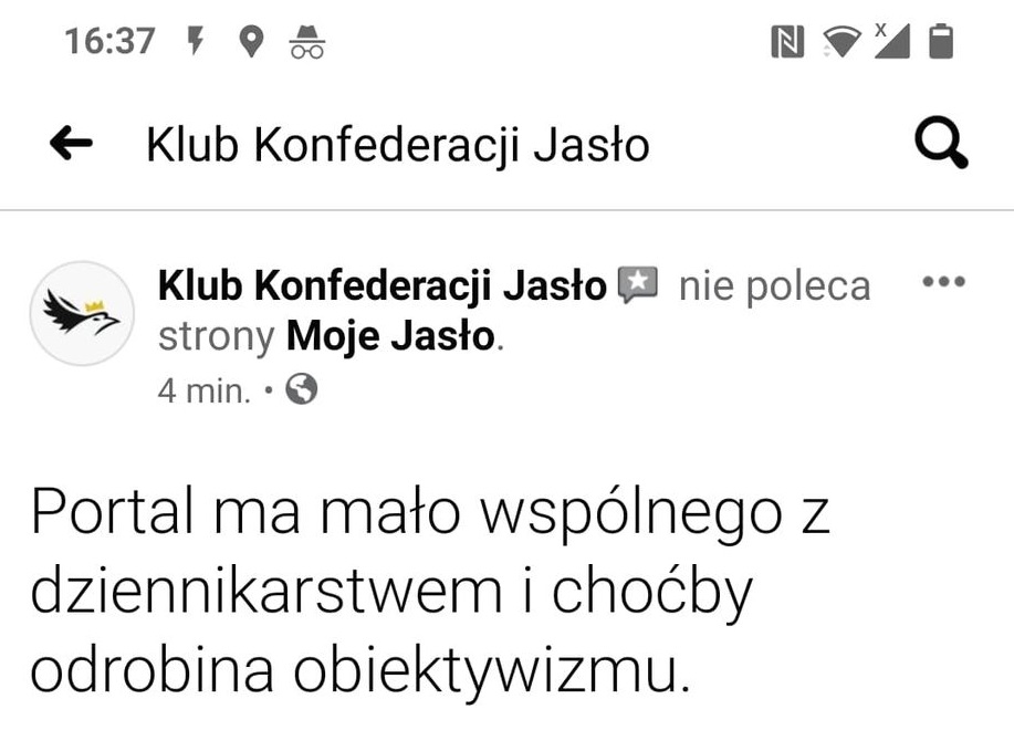 Konfederacja nie lubi portalu mojejaslo.pl