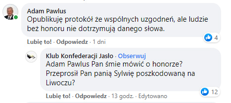 Starosta jasielski Adam Pawluś uderza w burmistrza Jasła na Facebooku