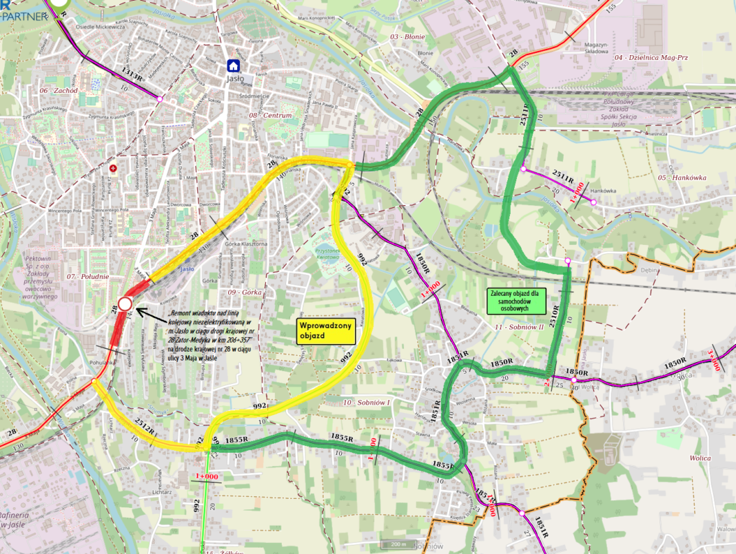 Alternatywne przejazdy po drogach powiatowych w Jaśle