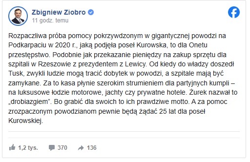 Zbigniew Ziobro i Suwerenna Polska murem za Marią Kurowską
