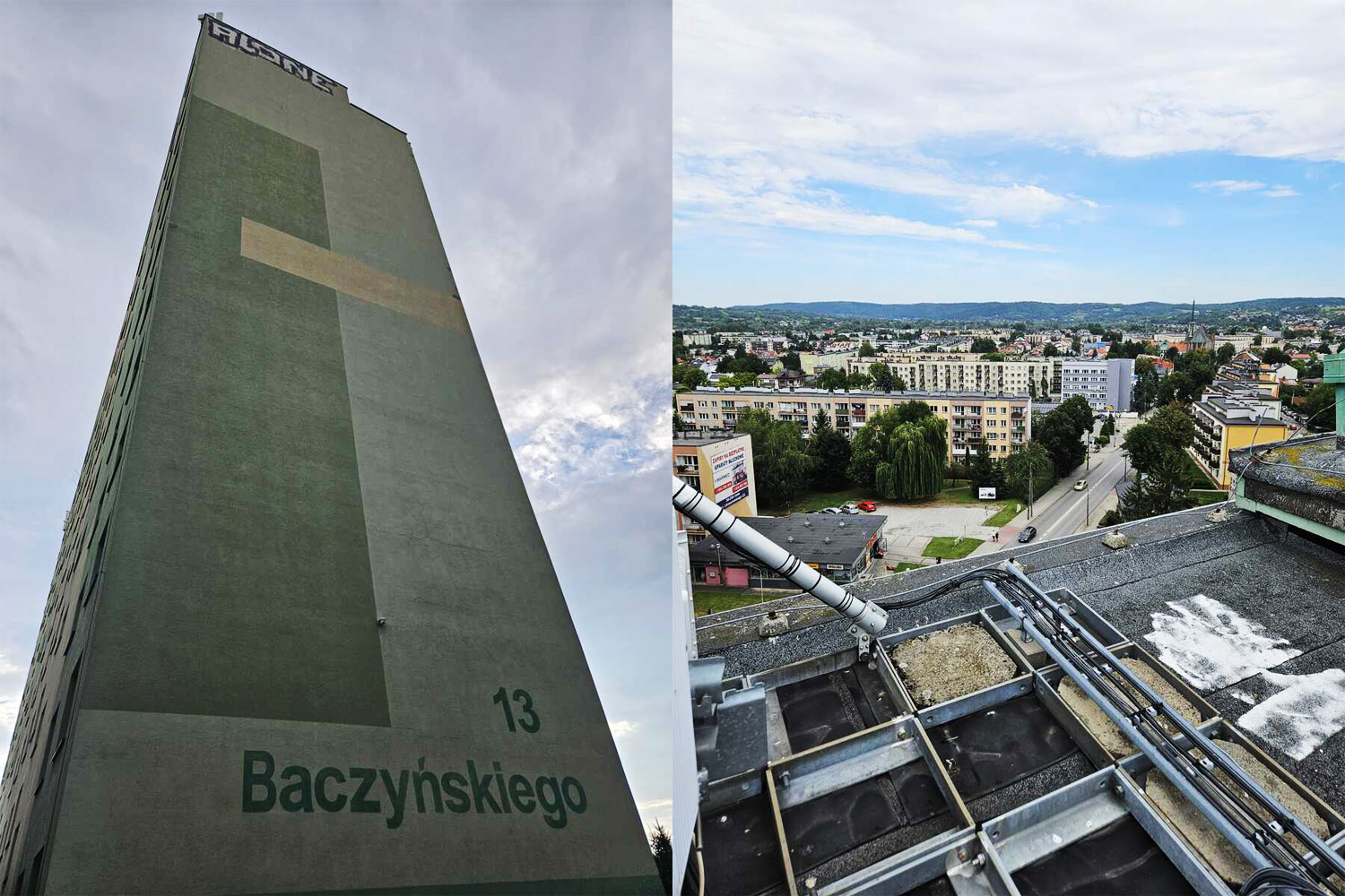Graffiti na 11-piętrowym bloku w Jaśle. 31-latek uciekł na dach, policjanci zapobiegli tragedii
